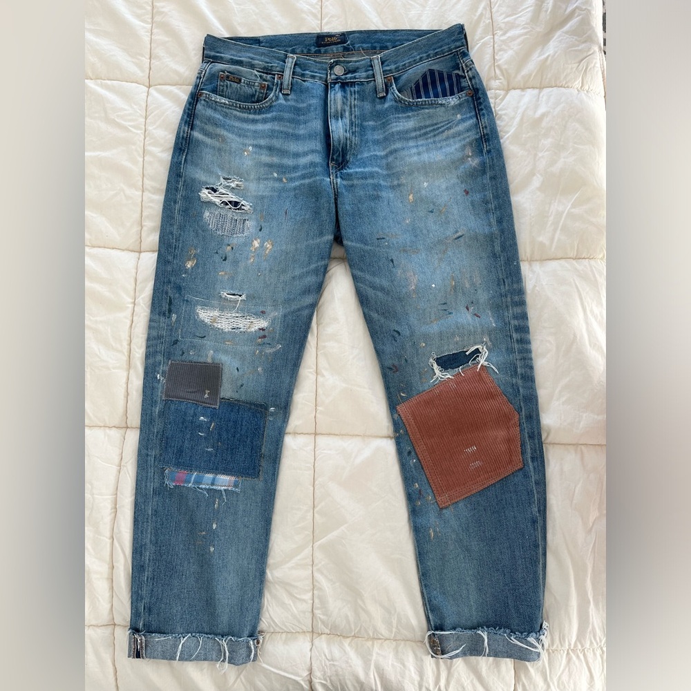 NWOT Ralph Lauren Avery Boyfriend Patchwork Jeans